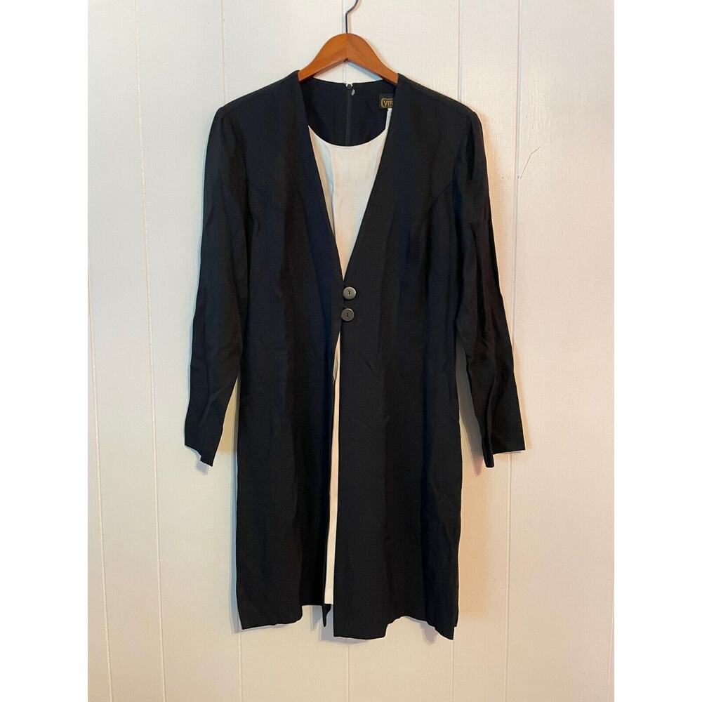 Vintage Virgo II Women Dress Size 10 Black White Knee Length Relaxed Avant Garde